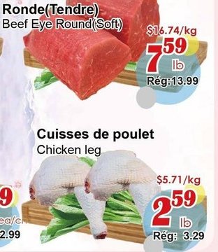 Boeuf noix de Ronde (Tendre) Beef Eye Round (Soft)