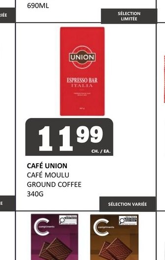 CAFÉ UNION CAFÉ MOULU GROUND COFFEE