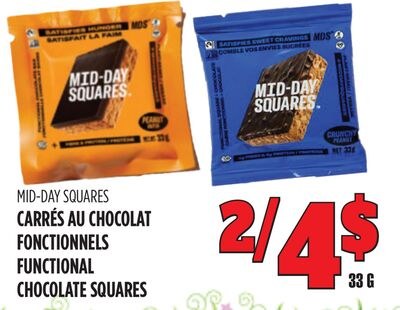 MID-DAY SQUARES CARRÉS AU CHOCOLAT FONCTIONNELS