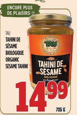 TAU TAHINI DE SÉSAME BIOLOGIQUE