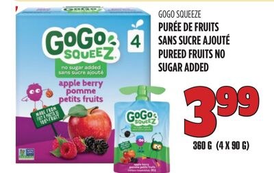 GOGO SQUEEZ PURÉE DE FRUITS SANS SUCRE AJOUTÉ