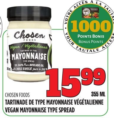 CHOSEN FOODS TARTINADE DE TYPE MAYONNAISE VÉGÉT…