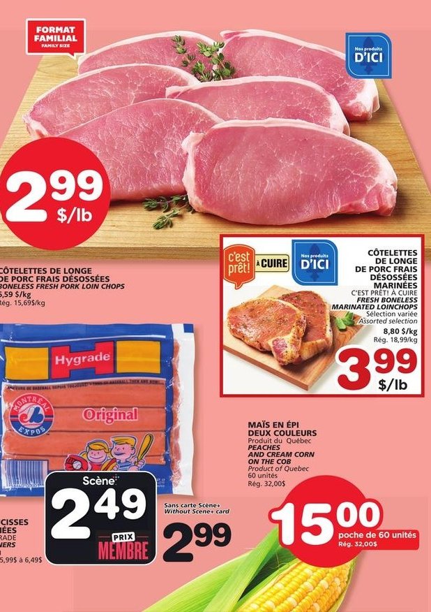 Côtelettes de longe de porc