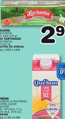 Lactantia Beurre ou Tartinade