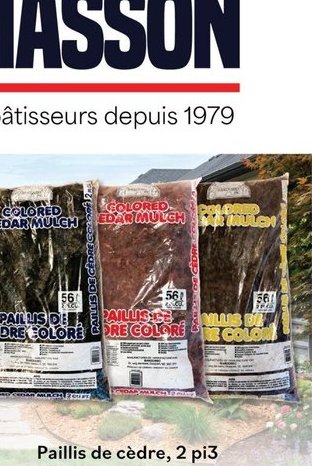 Paillis de cèdre noir, rouge, brun 2 pi³