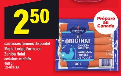 SAUCISSES FUMÉES DE POULET MAPLE LODGE FARMS OU…