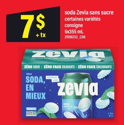 SODA ZEVIA SANS SUCRE, 6X355 ML
