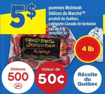 POMMES MCINTOSH DÉLICES DU MARCHÉ, SAC DE 4 LB