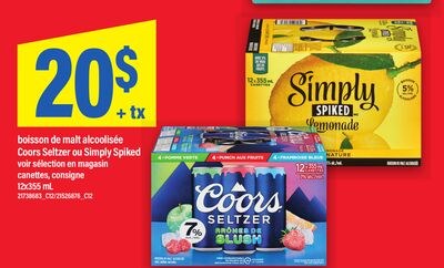 BOISSON DE MALT ALCOOLISÉE COORS SELTZER OU SIM…
