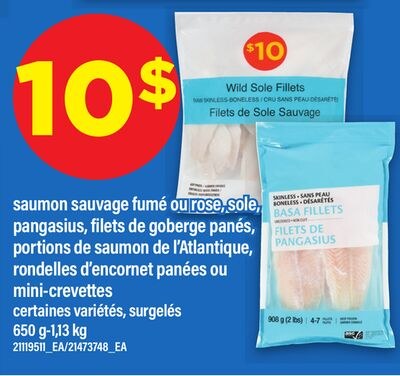 SAUMON SAUVAGE FUMÉ OU ROSE, SOLE, PANGASIUS, F…