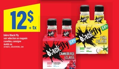 BIÈRE BLACK FLY, 4X400 ML