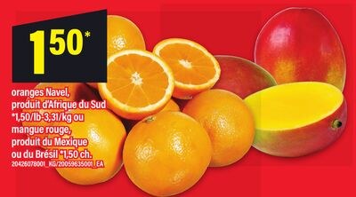 ORANGES NAVEL OU MANGUE ROUGE