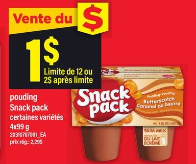 POUDING SNACK PACK, 4X99 G