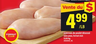 POITRINES DE POULET DÉSOSSÉ