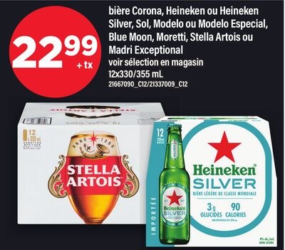 BIÈRE CORONA, HEINEKEN OU HEINEKEN SILVER, SOL,…
