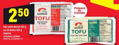 TOFU EXTRA-FERME, 350 G OU MI-FERME, 454 G SUNR…