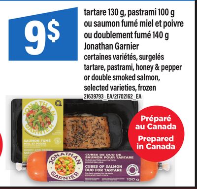 TARTARE 130 G, PASTRAMI 100 G OU SAUMON FUMÉ MI…