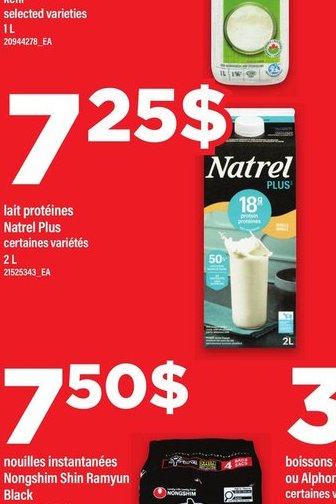Lait probiotic Natrel Plus