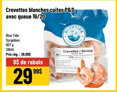 Crevettes blanches cuites P&D avec queue 16/20
