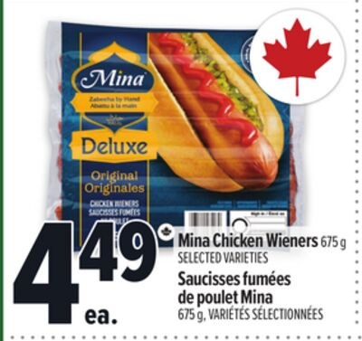 MINA CHICKEN WIENERS | SAUCISSES FUMÉES DE POUL…