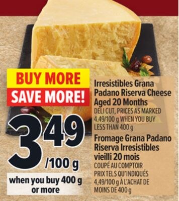 IRRESISTIBLES GRANA PADANO RISERVA CHEESE AGED …