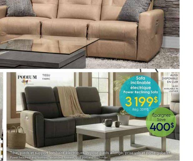 Sofa inclinable électrique