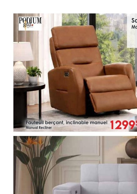 Fauteuil berçant, inclinable manuel