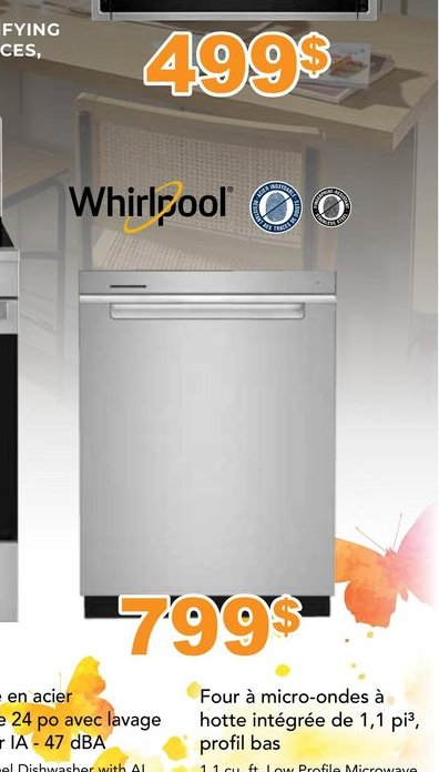 Whirlpool Lave-vaisselle en acier inoxydable