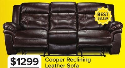 Cooper Leather Reclining Sofa - Brown