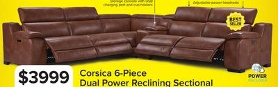 Corsica 6-Piece Dual Power Reclining Sectional …