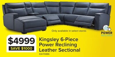 Kingsley Leather 6-Piece Power Reclining Sectio…