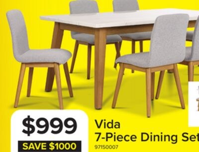 Vida 7 - Piece Dining Set - Natural Beige, Grey