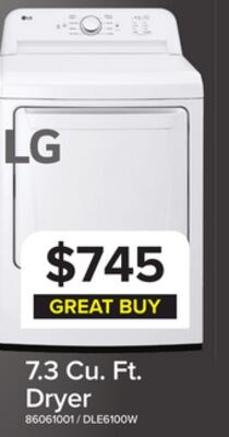 LG White Rear Control Energy Star Dryer with Se…