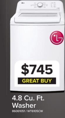 LG White Top Load Washer with Agitator and Slam…