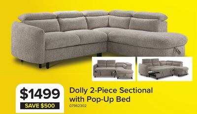 Dolly 2-Piece Sectional with Pop-Up Bed - Beige