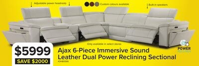 Ajax Leather 6-Piece Dual Power Reclining Secti…