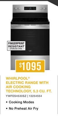 WHIRLPOOL® ELECTRIC RANGE WITH AIR COOKING TECH…