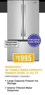 WHIRLPOOL® 36˝ FAMILY-SIZED CAPACITY FRENCH DOO…