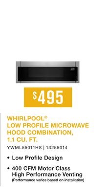 WHIRLPOOL® LOW PROFILE MICROWAVE HOOD COMBINATI…