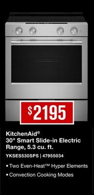 KitchenAid® 30" Smart Slide-in Electric Range, …