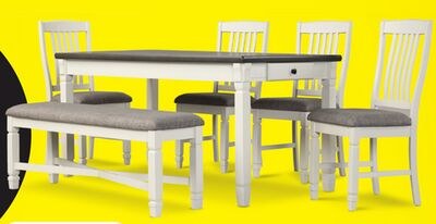 Vespera 6-Piece Dining Set - Brownish Grey, Whi…