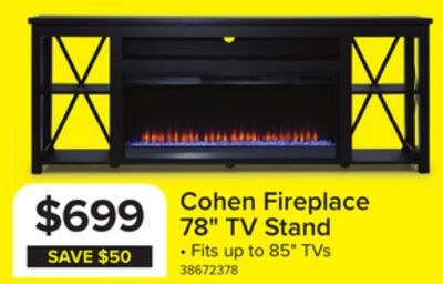 Cohen 78" Fireplace TV Stand - Grey