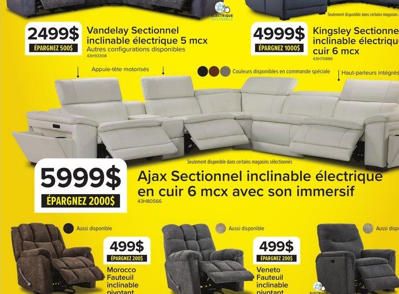Corsica Sectionnel inclinable électrique 6 mcx