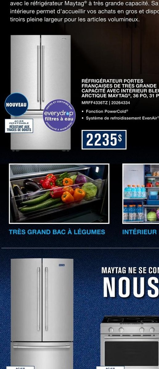 Réfrigérateur portes françaises Maytag très gra…