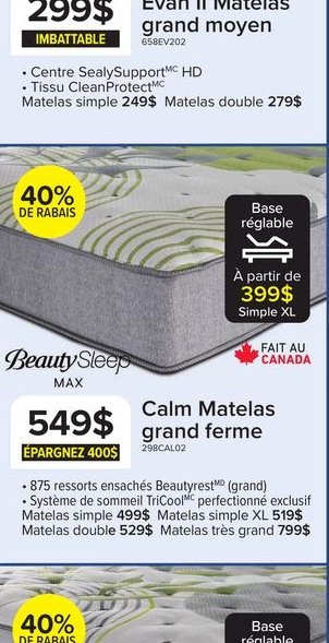 Sealy Evan II Matelas grand moyen