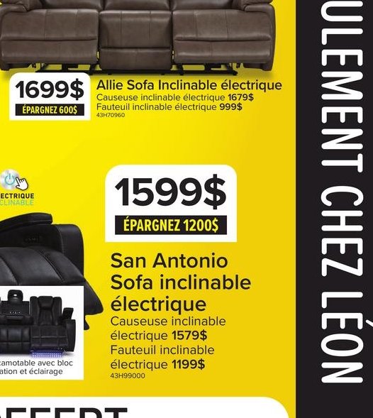 Maxton Sofa inclinable électrique en cuir