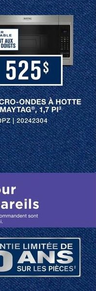 Four à micro-ondes à hotte intégrée Maytag