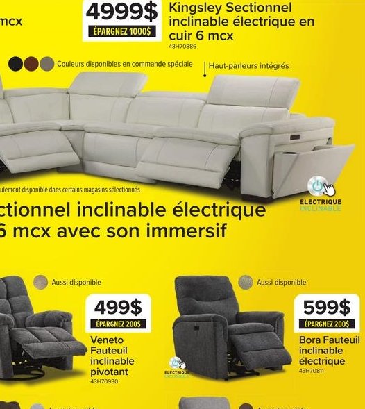 Emerson Sectionnel inclinable électrique 4 mcx