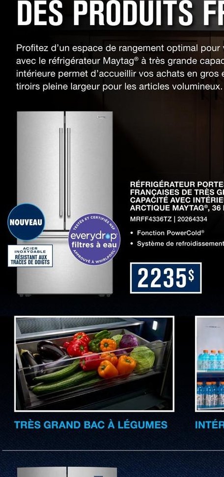 Réfrigérateur portes françaises très grande cap…