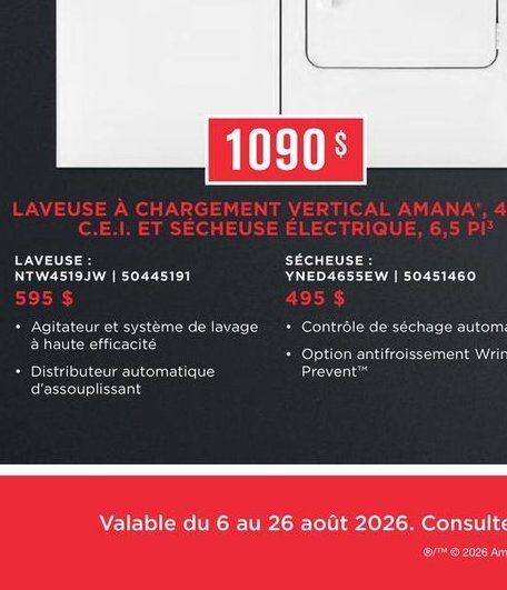 Laveuse à chargement vertical Amana
